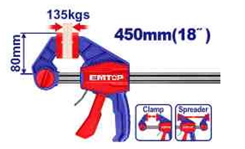 Quick Bar Clamp 80x450mm 135KGS Force Iron Ruler 6x18mm